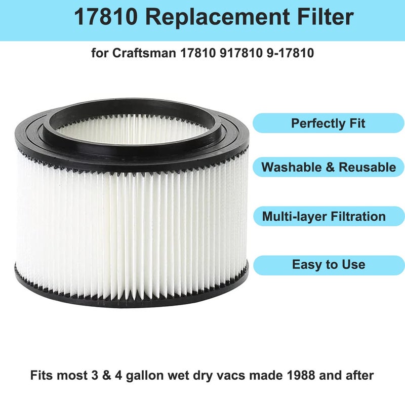 MZY LLC CBT Supply Replacement for Craftsman 17810 9-17810 9 17810 All Purpose Cleaner 3 & 4 Gallon Shop Vac Wet Dry Vacuum Filter 2 Pack - Image 3